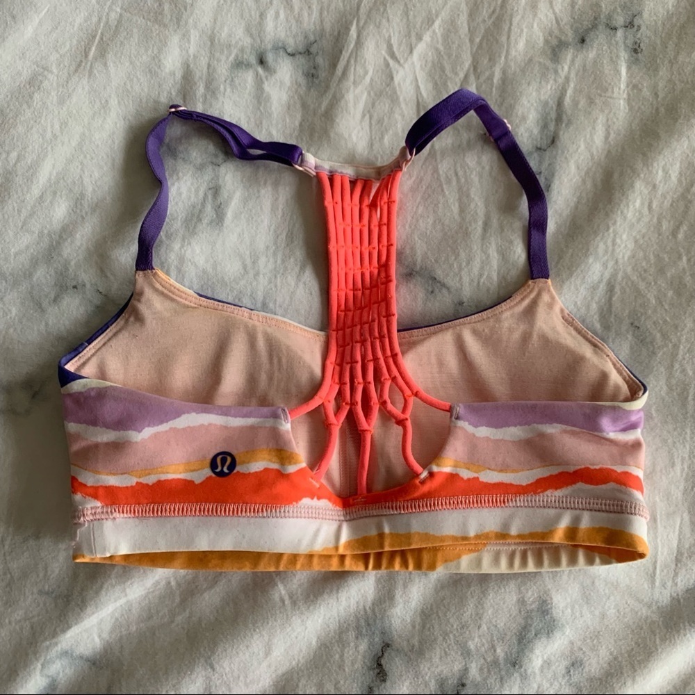 Lululemon Sport Bra Multicoloured Pattern  with Back Detail - Picture 3 of 4